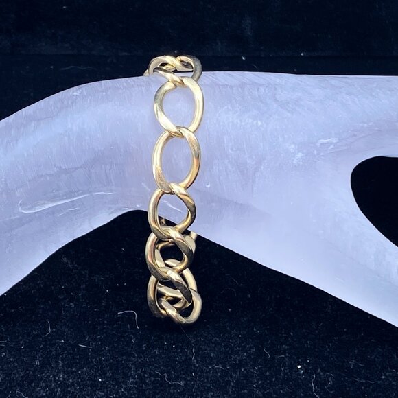 11.5mm super curb link 14K solid yellow gold bracelet 2mm thick 9" 25.5gm JR8309